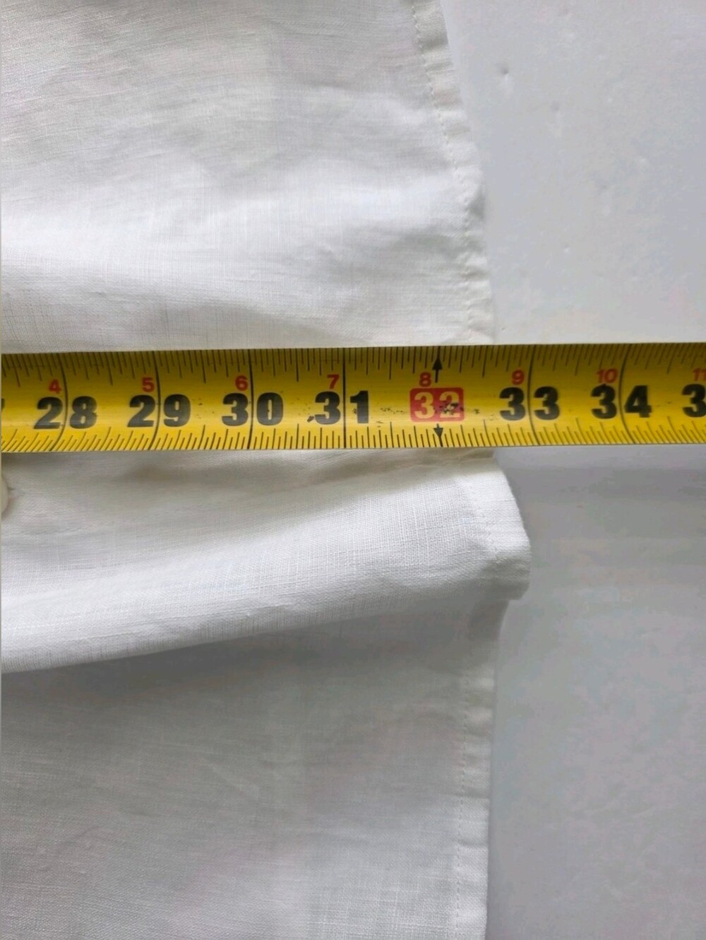 FLAX 100% Linen Button Front Blouse In White Round Neck 19" Sleeve Tunic Sz 1G - Picture 9 of 12